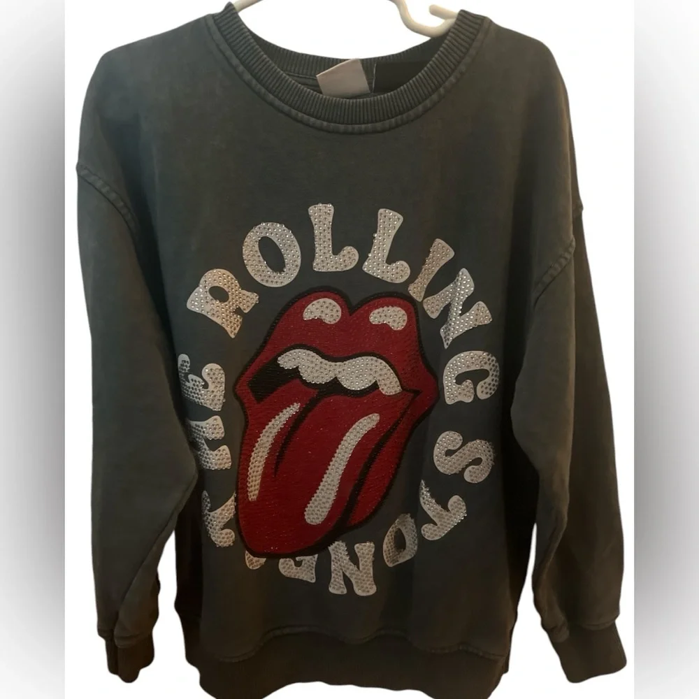 Zara gray Rolling Stones kids sweater encrusted garment size 6-7 - Picture 4 of 7